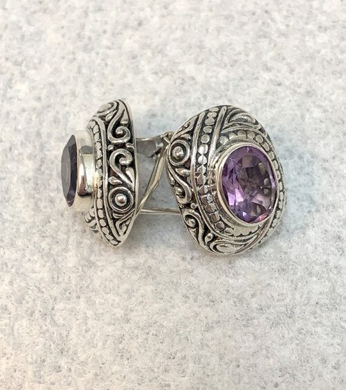 Faceted Amethyst Earring